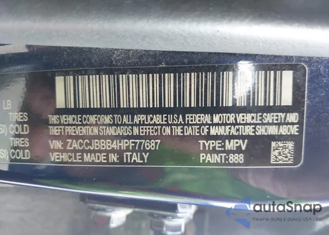 2017 Jeep Renegade Latitude 4X4 z USA, uszkodzony, nr VIN ZACCJBBB4HPF77687